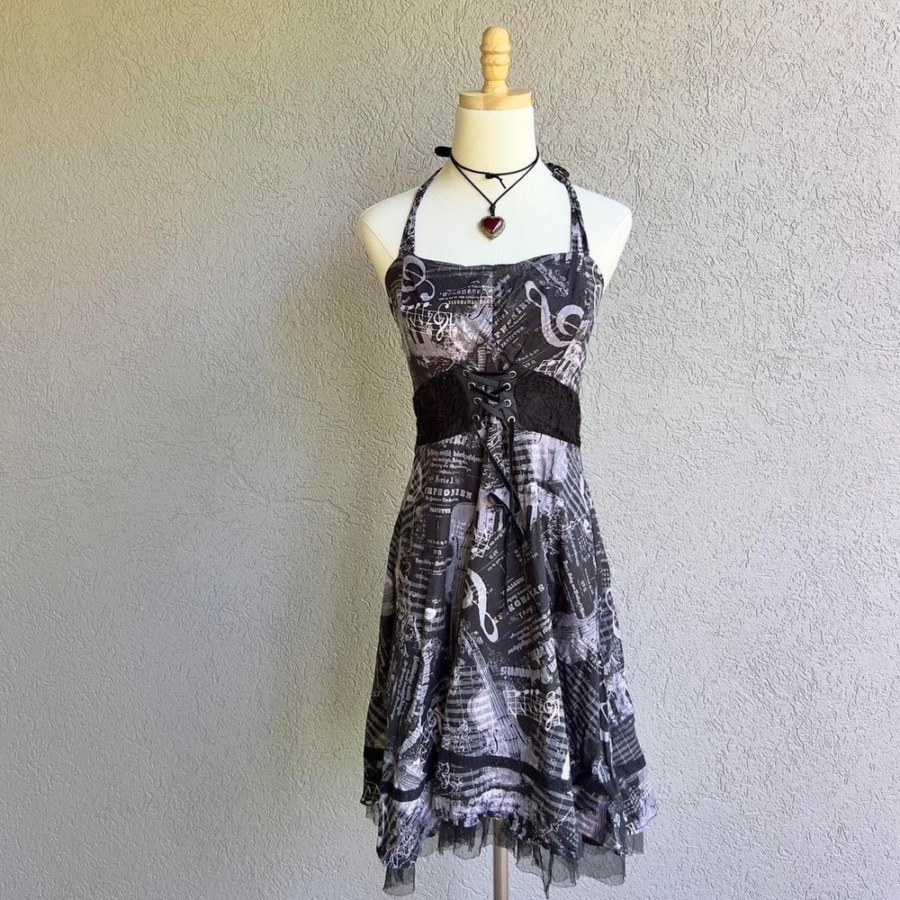 Hot Topic Musical Corset Halter Dress Size Large Midi Gothic